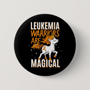 Leukemia Warrior Magical Unicorn Orange Ribbon Hem Button