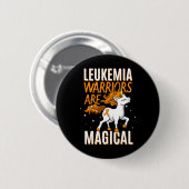 Leukemia Warrior Magical Unicorn Orange Ribbon Hem Button (Vorne & Hinten)