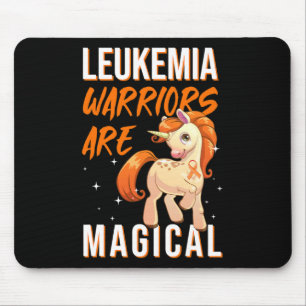 Leukemia Warrior Magical Unicorn Orange Ribbon Hem Mousepad