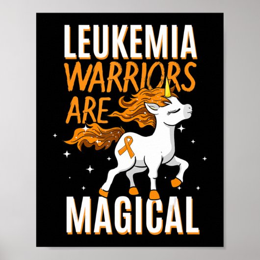 Leukemia Warrior Magical Unicorn Orange Ribbon Hem Poster (Vorne)