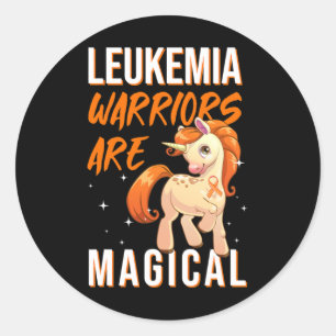 Leukemia Warrior Magical Unicorn Orange Ribbon Hem Runder Aufkleber