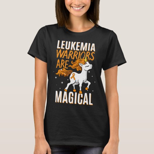 Leukemia Warrior Magical Unicorn Orange Ribbon Hem T-Shirt (Vorderseite)