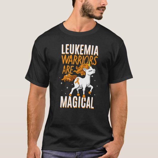 Leukemia Warrior Magical Unicorn Orange Ribbon Hem T-Shirt (Vorderseite)