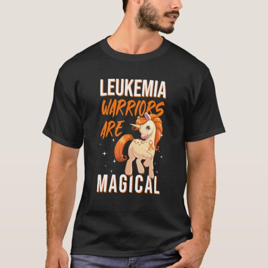Leukemia Warrior Magical Unicorn Orange Ribbon Hem T-Shirt (Vorderseite)