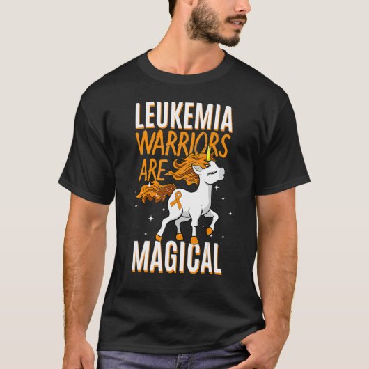Leukemia Warrior Magical Unicorn Orange Ribbon Hem T-Shirt (Vorderseite)
