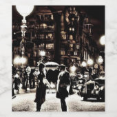 Leute auf der Straße Weinetikett (Einzelnes Label)