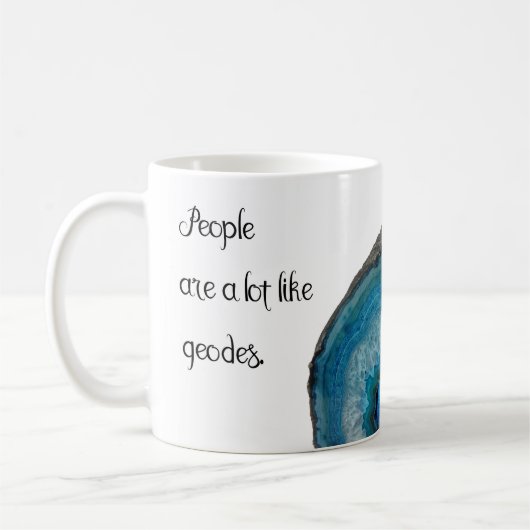Leute sind viel wie Geodes Zitat-Blau-Achat Kaffeetasse (Links)