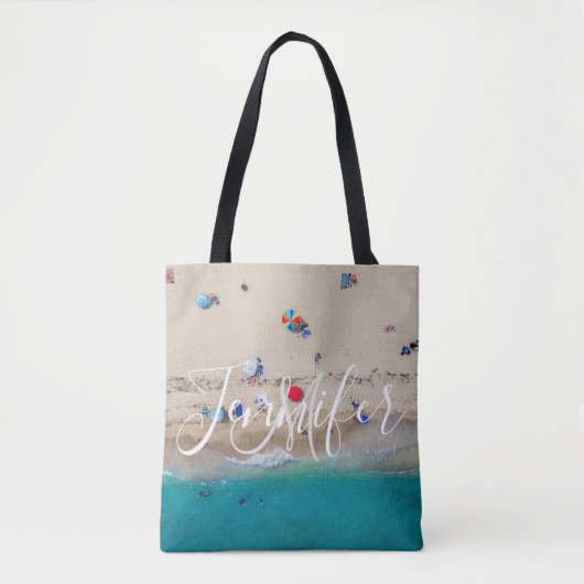 Leute sonnen sich am Strand Monogramm Name Tasche (Vorderseite)