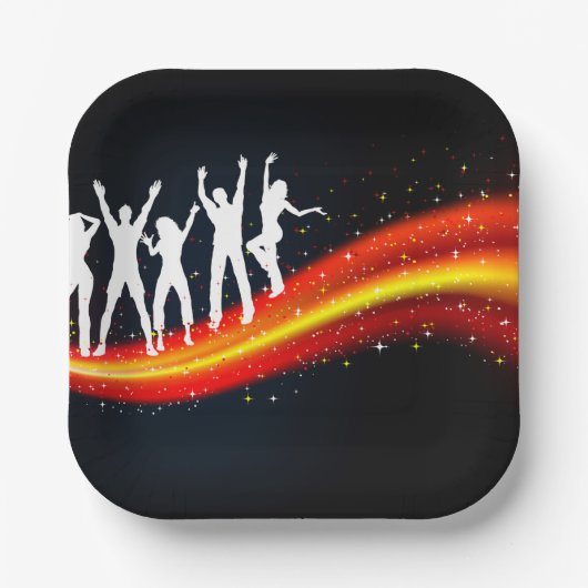 Leute tanzen Silhouetten Papier Teller (Vorderseite)