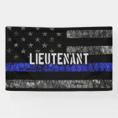 Leutenant Thin Blue Line Distressive Flag Banner (Horizontal)