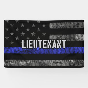 Leutenant Thin Blue Line Distressive Flag Banner