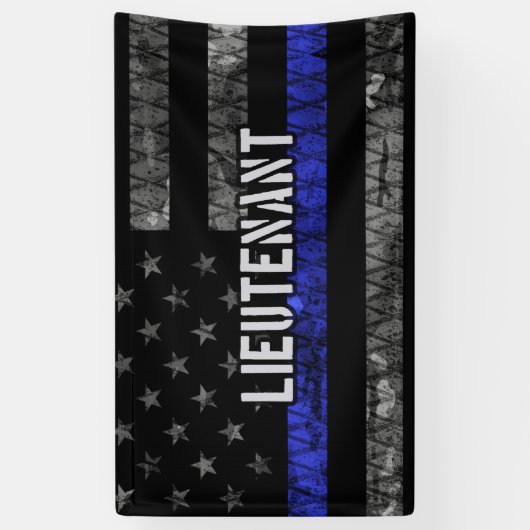 Leutenant Thin Blue Line Distressive Flag Banner (Vertikal)