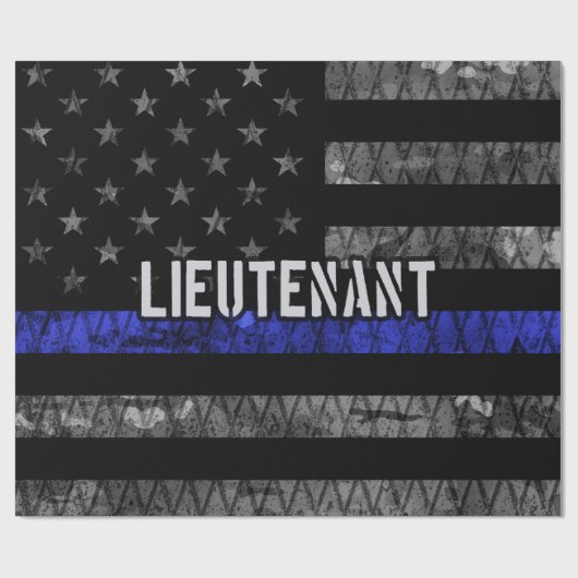 Leutenant Thin Blue Line Distressive Flag Geschenkpapier (Flach)