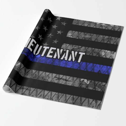 Leutenant Thin Blue Line Distressive Flag Geschenkpapier (Ungerollt)