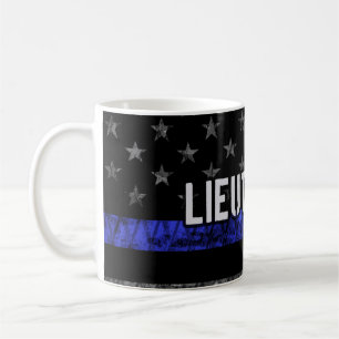Leutenant Thin Blue Line Distressive Flag Kaffeetasse