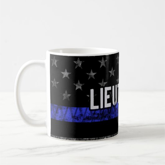 Leutenant Thin Blue Line Distressive Flag Kaffeetasse (Links)