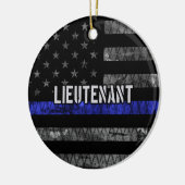 Leutenant Thin Blue Line Distressive Flag Keramik Ornament (Links)