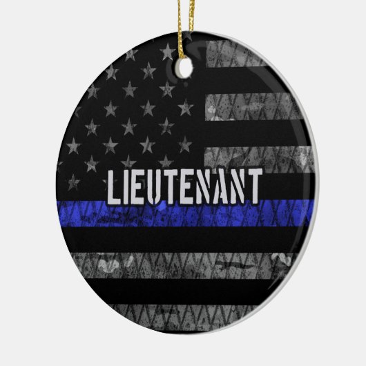 Leutenant Thin Blue Line Distressive Flag Keramik Ornament (Links)