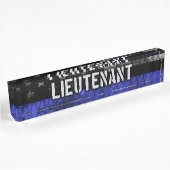 Leutenant Thin Blue Line Distressive Flag Namensplakette