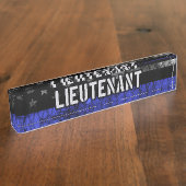 Leutenant Thin Blue Line Distressive Flag Namensplakette (Seite)