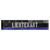 Leutenant Thin Blue Line Distressive Flag Namensplakette (Vorderseite)