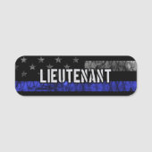 Leutenant Thin Blue Line Distressive Flag Namensschild (Vorderseite)