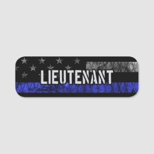 Leutenant Thin Blue Line Distressive Flag Namensschild