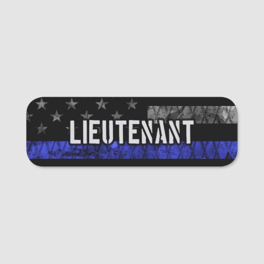 Leutenant Thin Blue Line Distressive Flag Namensschild (Vorderseite)