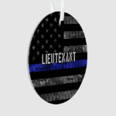 Leutenant Thin Blue Line Distressive Flag Ornament (Vorderseite)