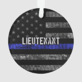 Leutenant Thin Blue Line Distressive Flag Ornament (Rückseite)