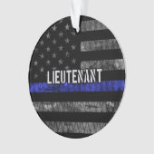 Leutenant Thin Blue Line Distressive Flag Ornament (Vorderseite)