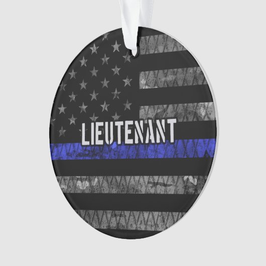 Leutenant Thin Blue Line Distressive Flag Ornament (Vorderseite)