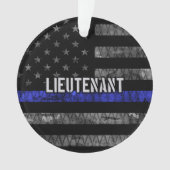 Leutenant Thin Blue Line Distressive Flag Ornament (Vorderseite)