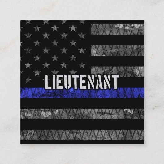 Leutenant Thin Blue Line Distressive Flag Rabattkarte (Vorderseite)
