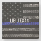 Leutenant Thin Blue Line Distressive Flag Steinuntersetzer (Vorderseite)