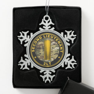 Leutnant 2LT Schneeflocken Zinn-Ornament