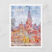 Leuven Belgium Famous Travel Place Watercolor Postkarte (Vorderseite)