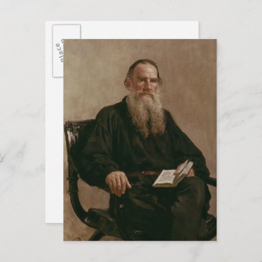 Lev Tolstoi 1887 Postkarte (Vorne/Hinten)