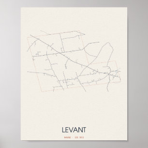 Levant, Maine-Straßenkarte – Gegr. 1813 Poster