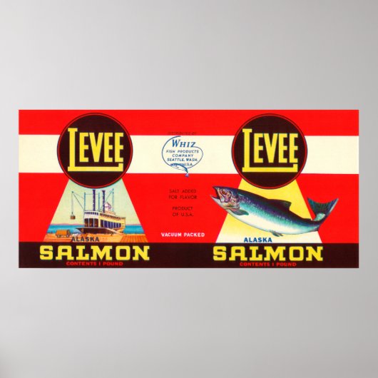 Levee Brand Lachs Label- Seattle, WA Poster (Vorne)