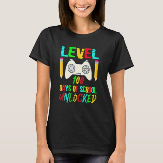 Level 100 Day Of School Unlocked Gaming Gamer Cute T-Shirt (Vorderseite)