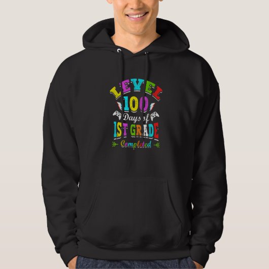 Level 100 Days Of 1st Grade Primary School Game Co Hoodie (Vorderseite)