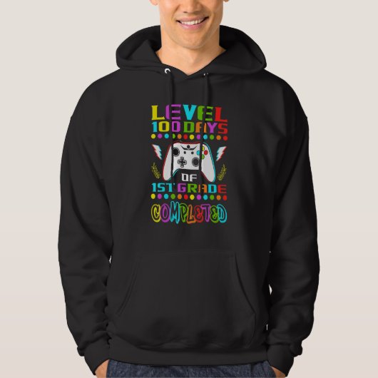 Level 100 Days Of 1st Grade Primary School Game Co Hoodie (Vorderseite)