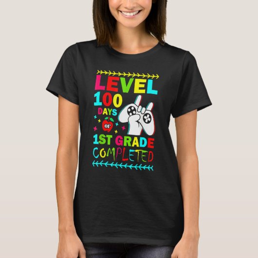 Level 100 Days Of 1st Grade Primary School Game Co T-Shirt (Vorderseite)