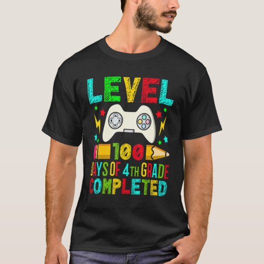 Level 100 Days Of 4th Grade Completed Primary Scho T-Shirt (Vorderseite)
