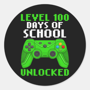 Level 100 Days of School abgeschlossen Gaming Cont Runder Aufkleber