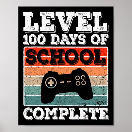 Level 100 Days of School Complete Gamer Boys Video Poster (Vorne)