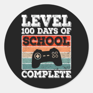 Level 100 Days of School Complete Gamer Boys Video Runder Aufkleber