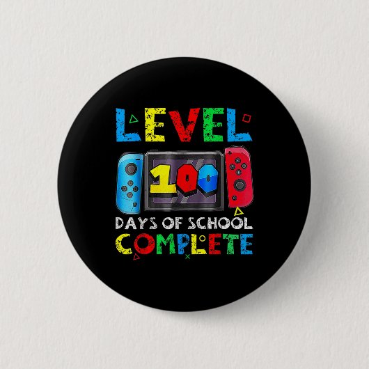Level 100 Days of School Complete Gamer Video Game Button (Vorderseite)