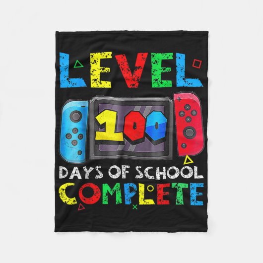 Level 100 Days of School Complete Gamer Video Game Fleecedecke (Vorderseite)